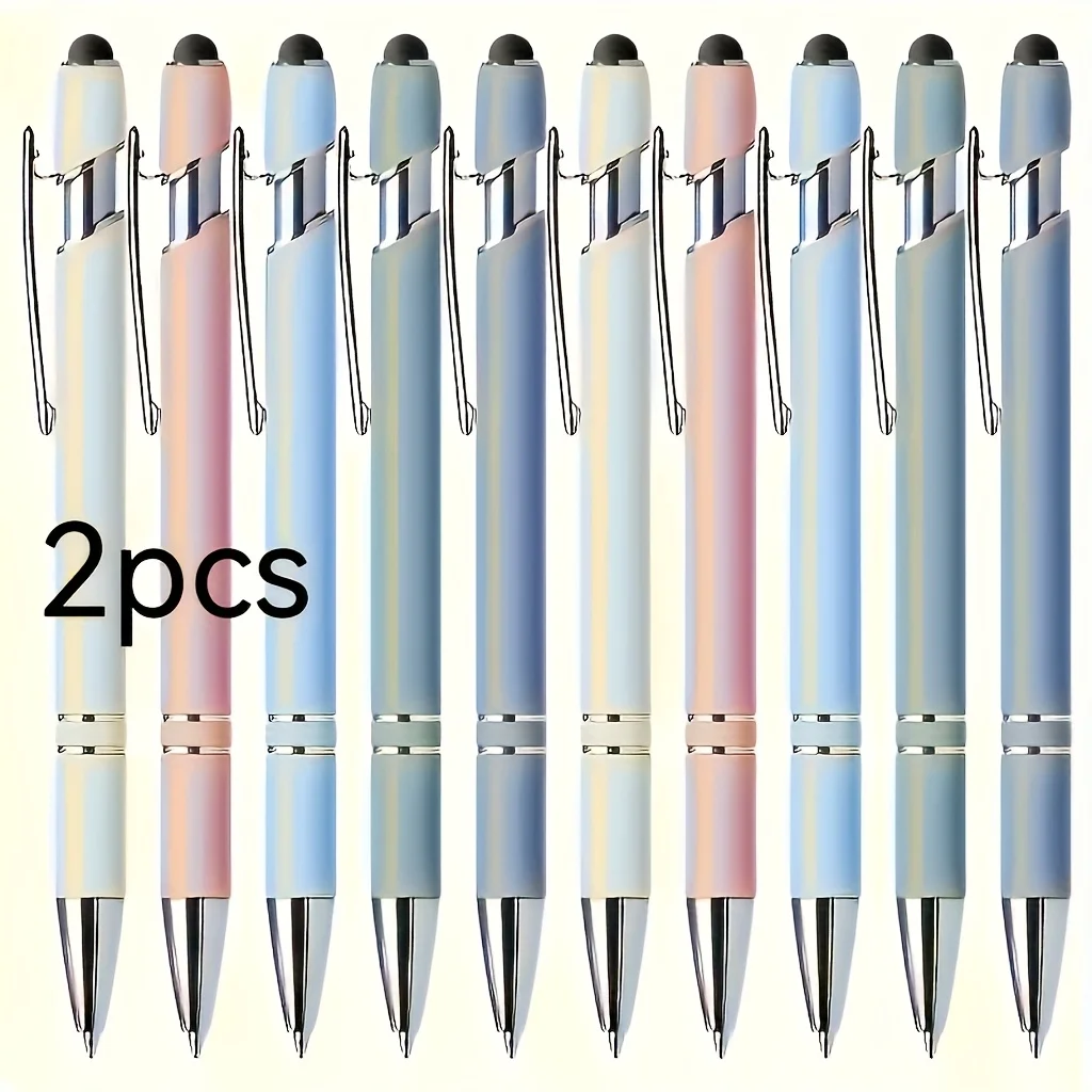 

2 шт. разноцветных выдвижных шариковых ручек с сенсорным наконечником, для плавного письма, с нескользящим захватом, идеальный подарок для учителей, выпускников, офиса
