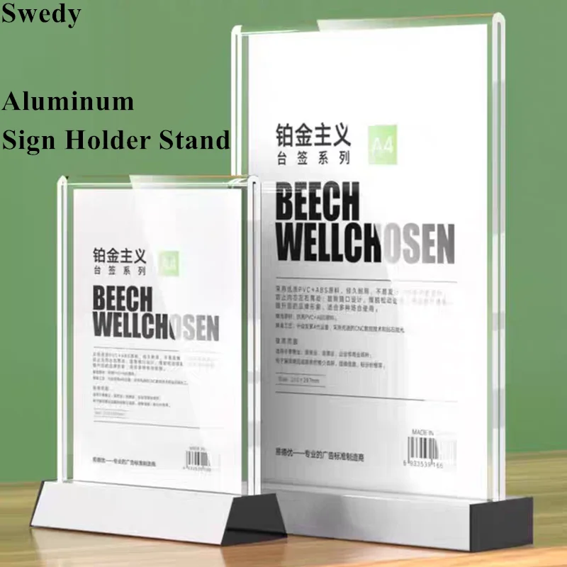 A4 210x297mm Aluminum Picture Photo Poster Frame Acrylic Sign Holder Display Stand Menu Paper Holder Price Label Board