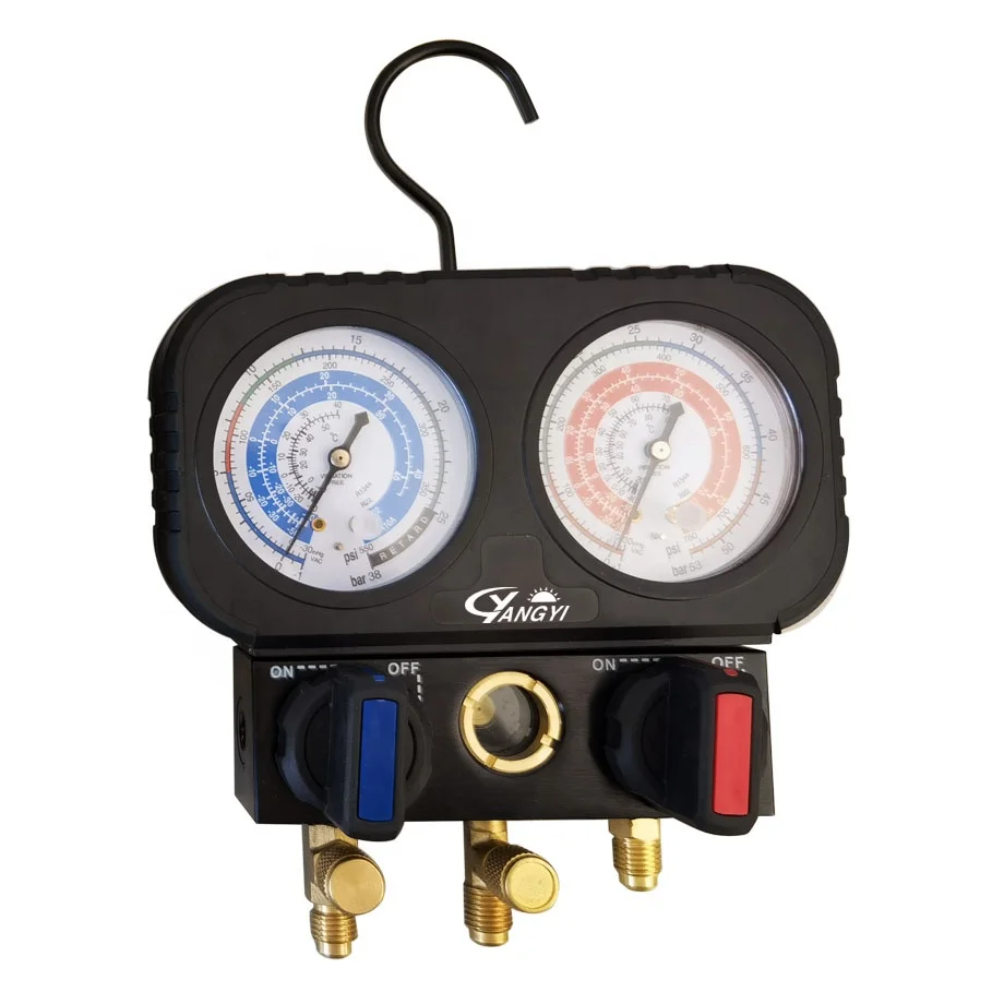 High Accuracy R32 R410A R22 R134a R404A R407C R1234YF Manifold Gauge Refrigerant Pressure Gauge  A/C Service Refrigeration Tool