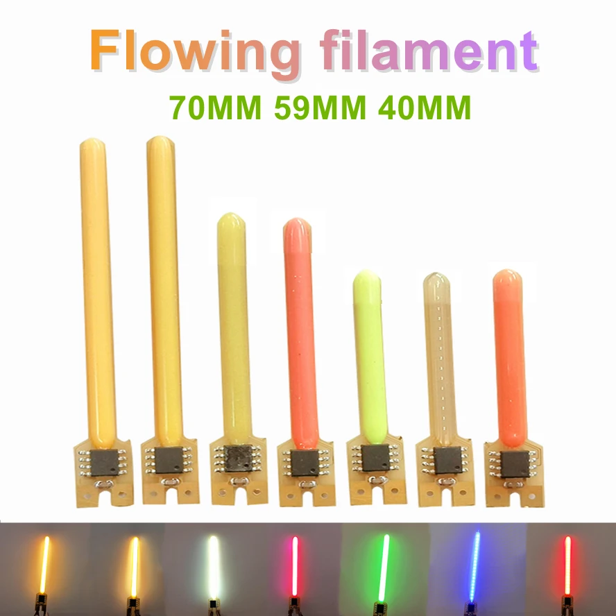 3V Multicolour LED Meteor Shower Flowing Water Lamp LED COB Filament Diodes Parts Incandescent Light Accessories 40/59/70MM