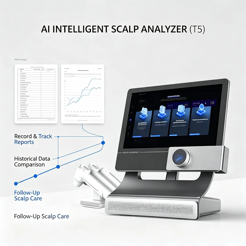 19 Languages T5 AI Scalp Analyzer 50X 200X Handheld Probe Cloud Data Storage File Management Salon Hair Diagnostic Instrument