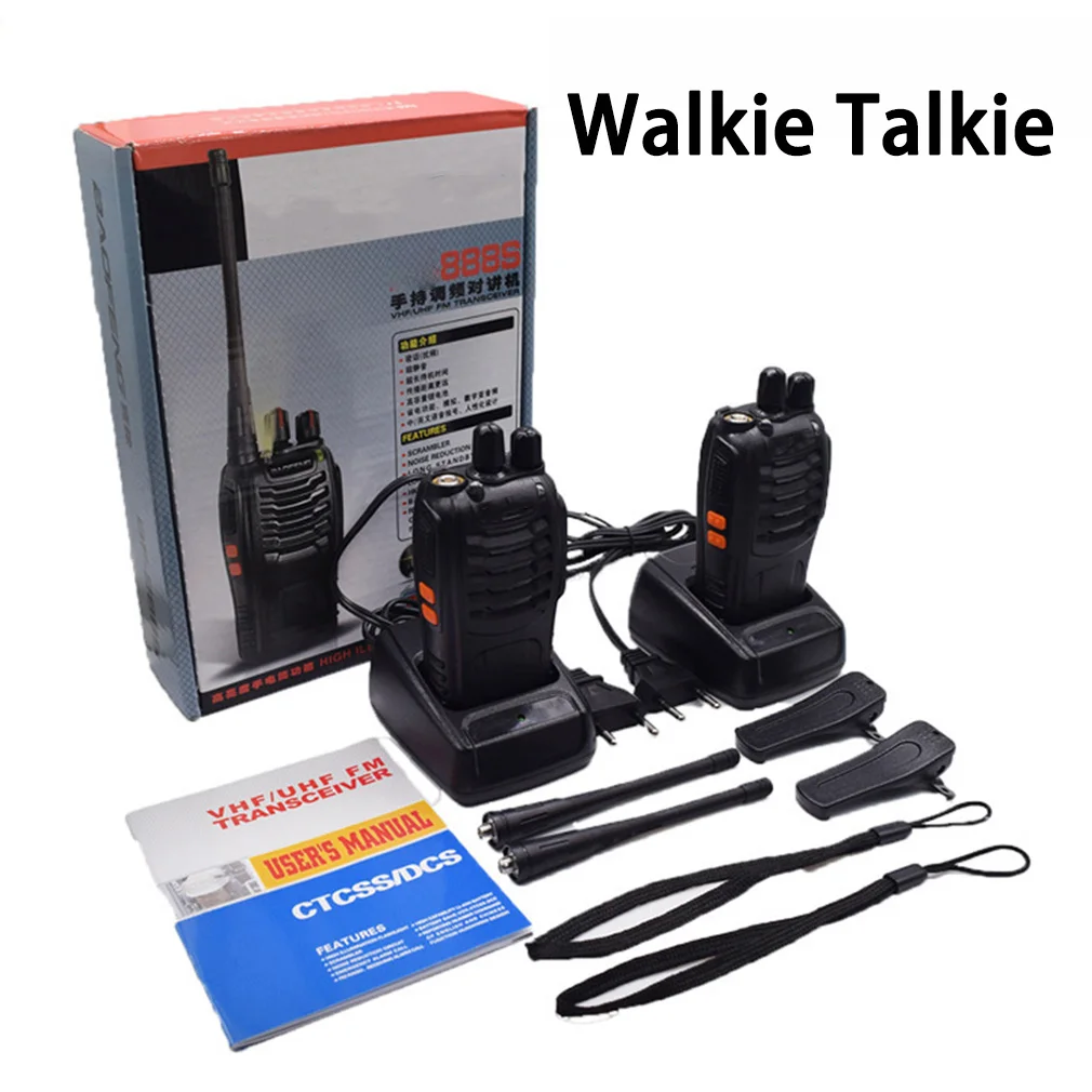 2PCS 2-Way For 8-8-8-SWalkie Talkie+ Headset  FM Radio Transceiver Frequency Long Range USB Rechargeable Portable Walkie Talkie