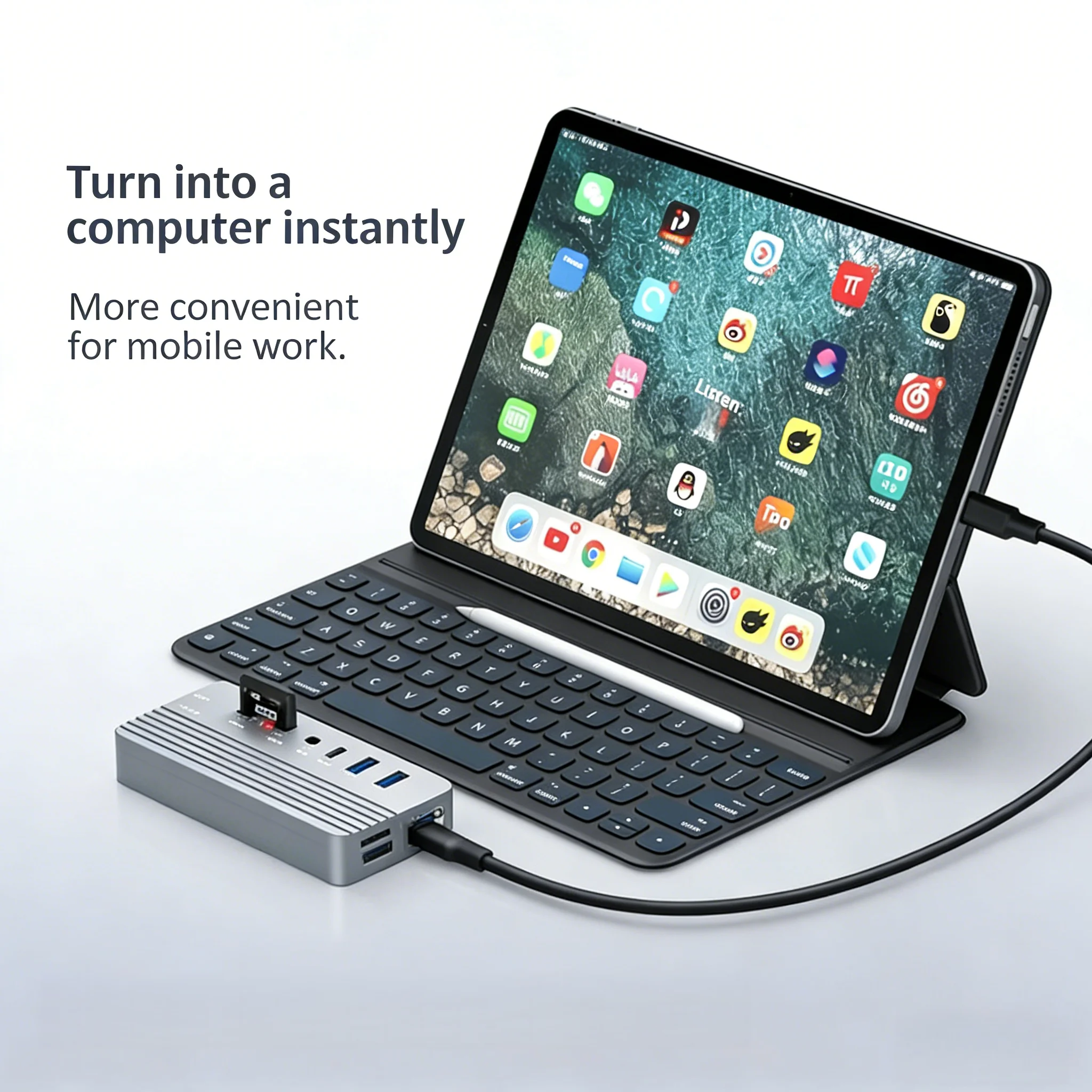 USB C Hub with M.2 SSD Enclosure USB 3.2 Docking Station Multiport Type C Adapter