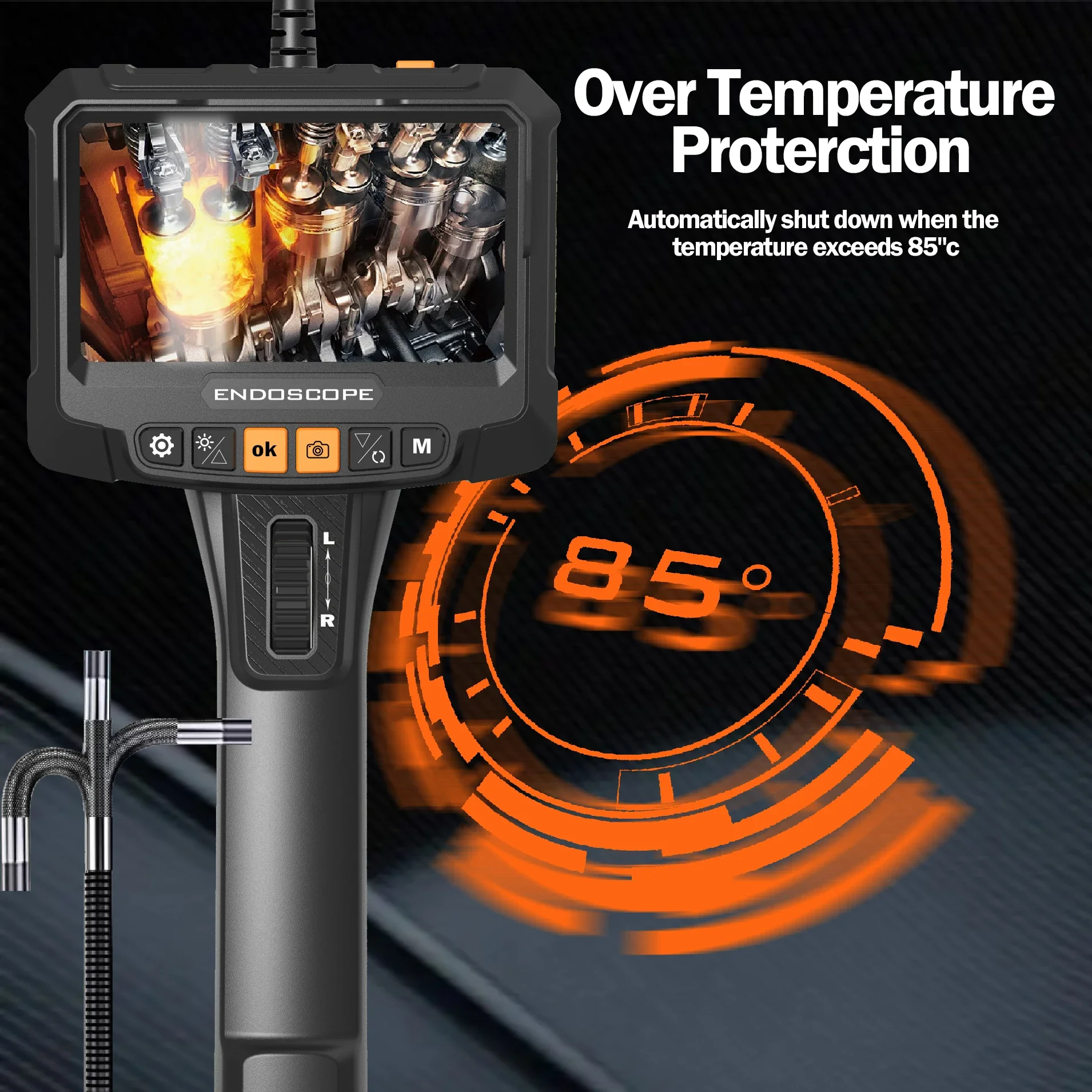 جديد 5 بوصة 360 °   الدورية المزدوجة عدسة المنظار 3.9 مللي متر IPS كاميرا فحص جيد الصرف الصحي السيارات الميكانيكية الصناعية Borescope