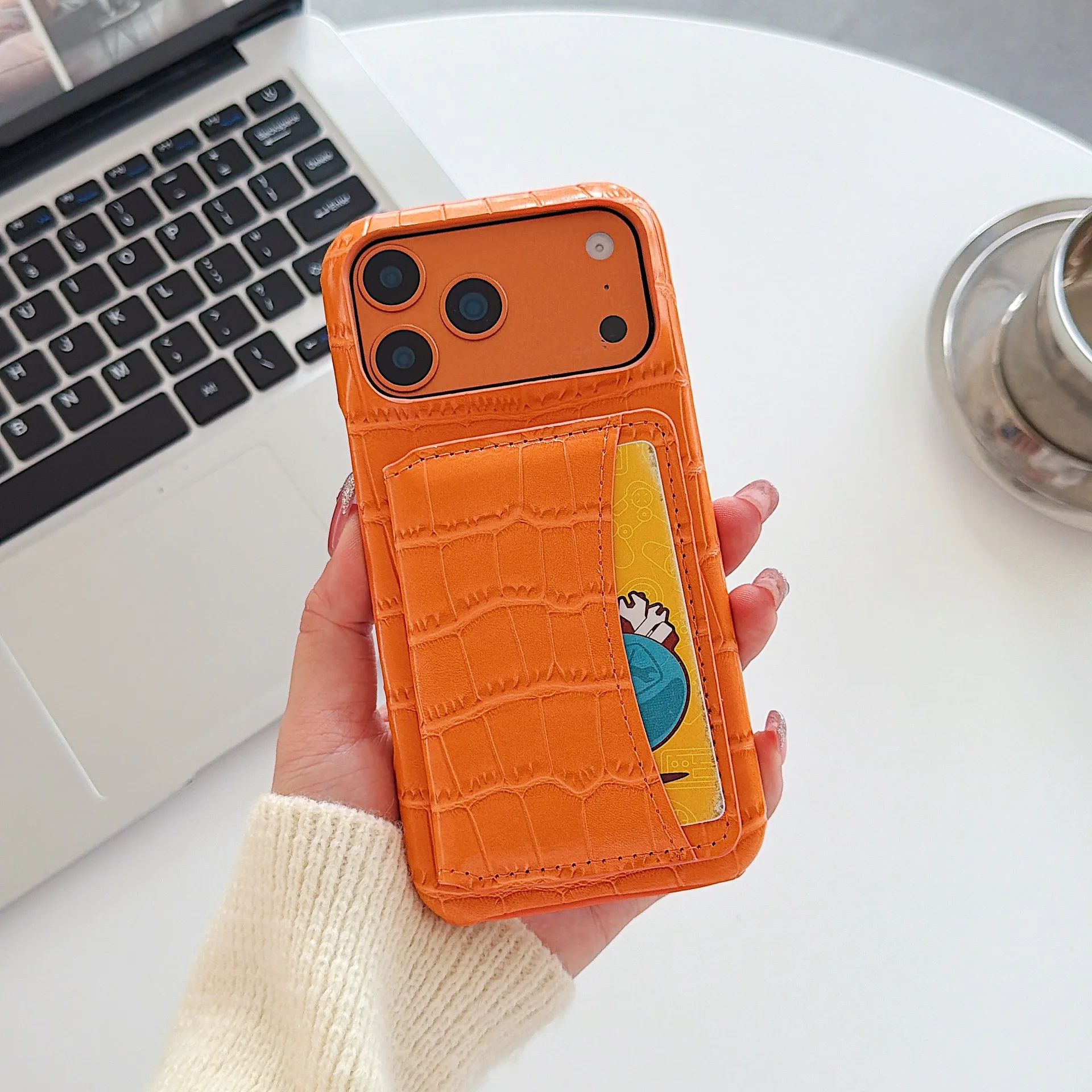 Crocodile Pattern Is Suitable for iphone 17promax Phone Case 16pro Integrated Dual Sim Card Bag 15 Half Bag 14 Protective Cover