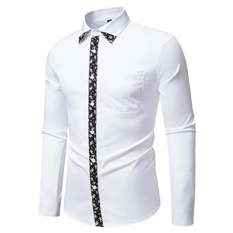 2026 Retro Men’s White Paisley Long Sleeve Shirt Premium Casual Stylish Button Down