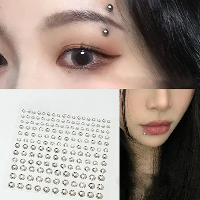 165/180Pcs Crystal Nose Studs Set Stick On Fake Rhinestone Body Gems No Piercing Lip Face DIY Art Festival Accessory