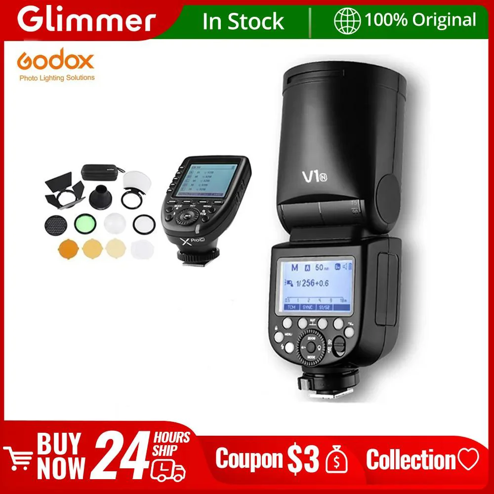 Godox V1 Flash V1C V1N V1S V1F V1O V1P TTL 1/8000s HSS بطارية ليثيوم Speedlite Flash مع Xpro Trigger لكانون نيكون سوني
