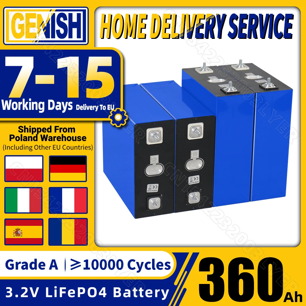 جديد 10000 دورات 3.2 فولت LiFePO4 بطارية 360Ah الصف أ LFP خلية بطاريات لتقوم بها بنفسك 12 فولت 24 فولت 48 فولت ل RV EV التخييم البطاريات الشمسية حزمة فان