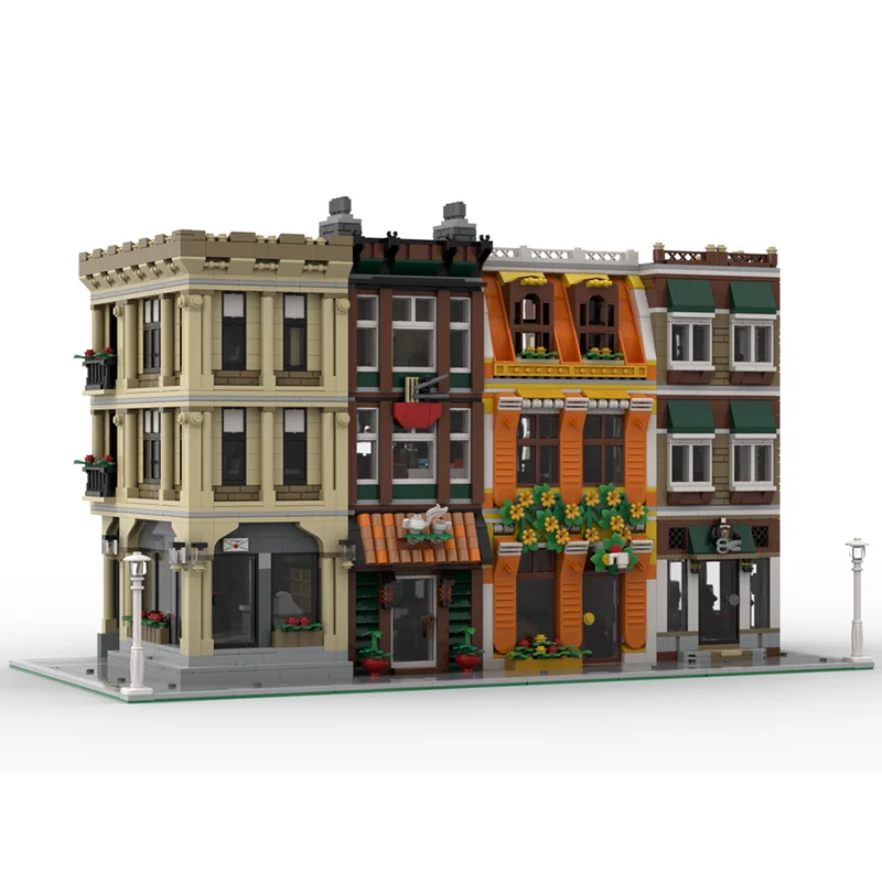 مدينة شارع عرض Moc قوالب بناء وحدات مشمس الجانب Apt نموذج التكنولوجيا كتل عيد الميلاد لتقوم بها بنفسك لعبة هدايا البناء