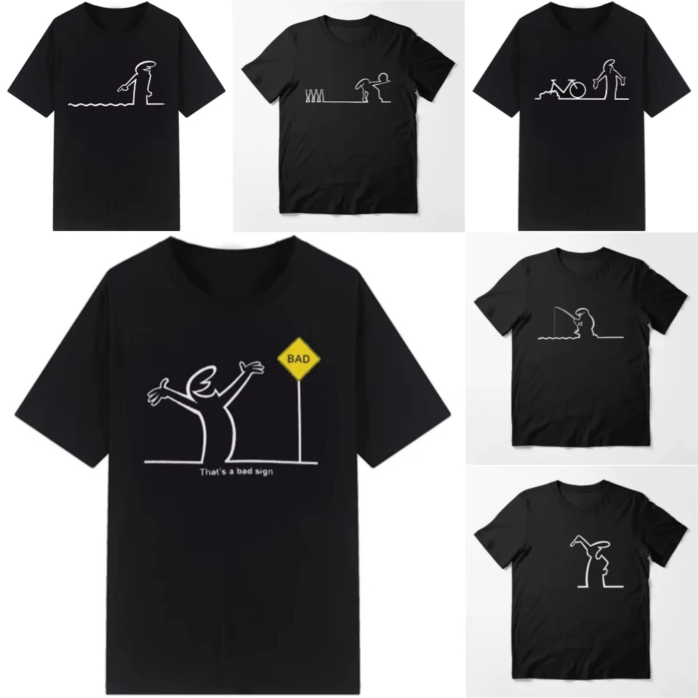 Osvaldo Cavandoli La Linea Cartoon Print TShirt Men Women Unisex Streetwear Fashion Tees Casual Shirt Basic Round Neck Tops