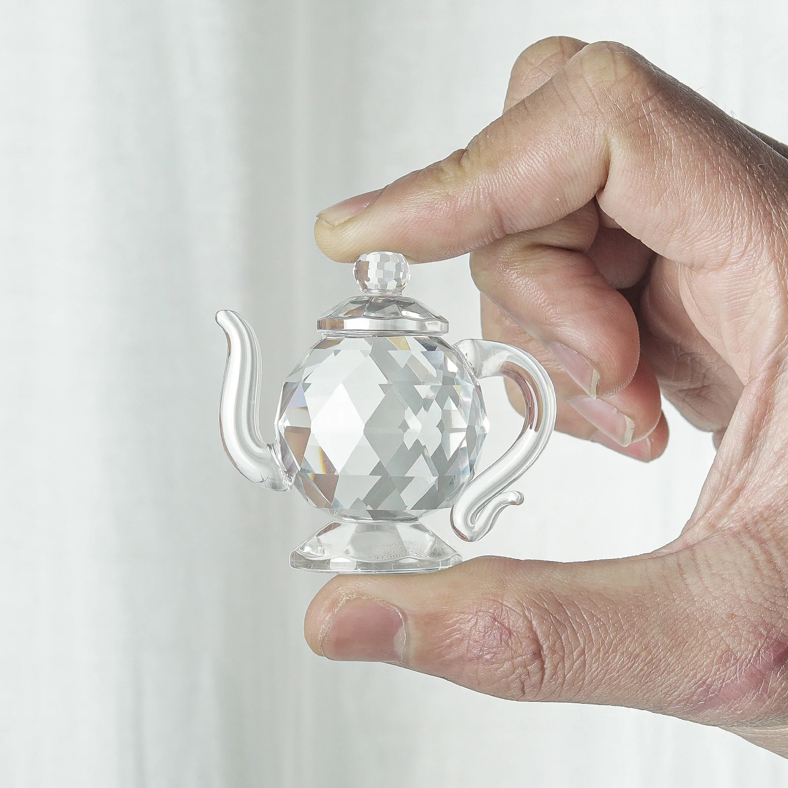 إبريق شاي كريستال شفاف ، هدية ثقل الورق ، زخرفة زجاجية ، ديكور مكتب