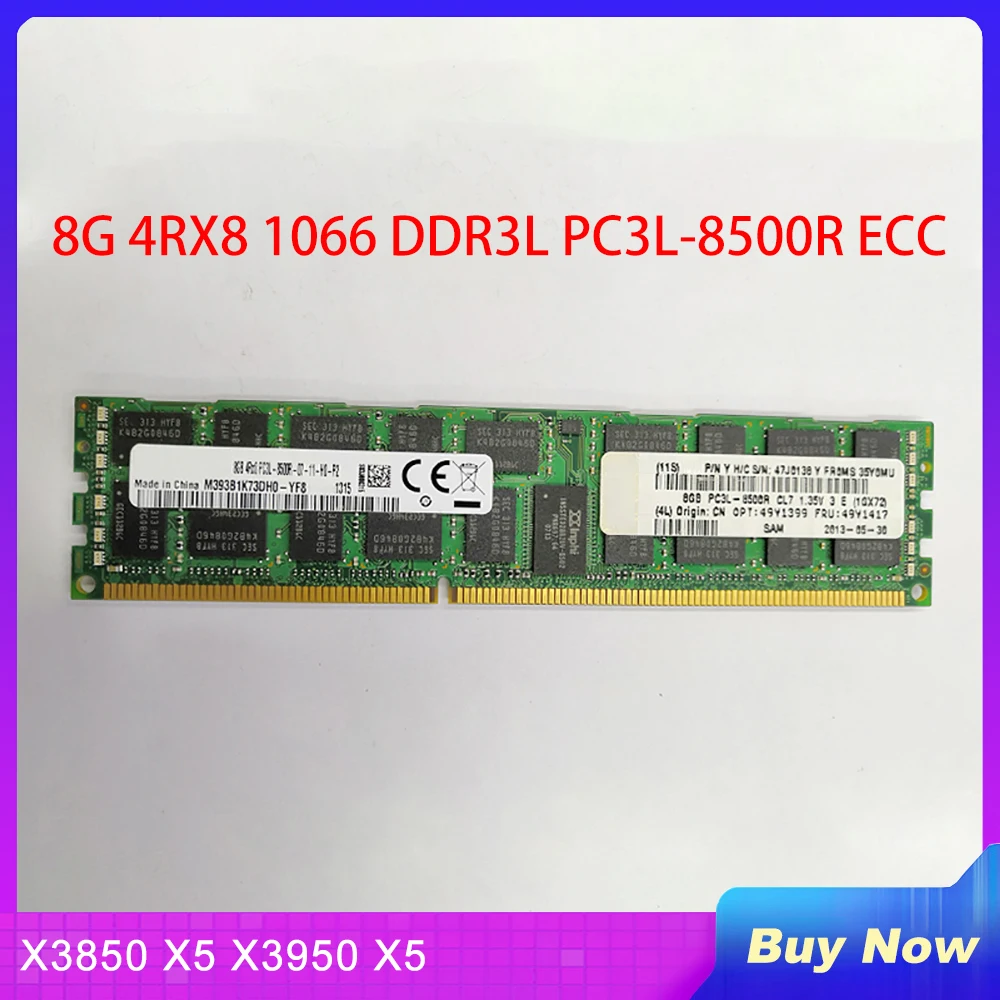 

1 PCS Server Memory 8GB 8G 4RX8 1066 DDR3L PC3L-8500R ECC 49Y1399 49Y1417 47J0138 For IBM RAM X3850 X5 X3950 X5