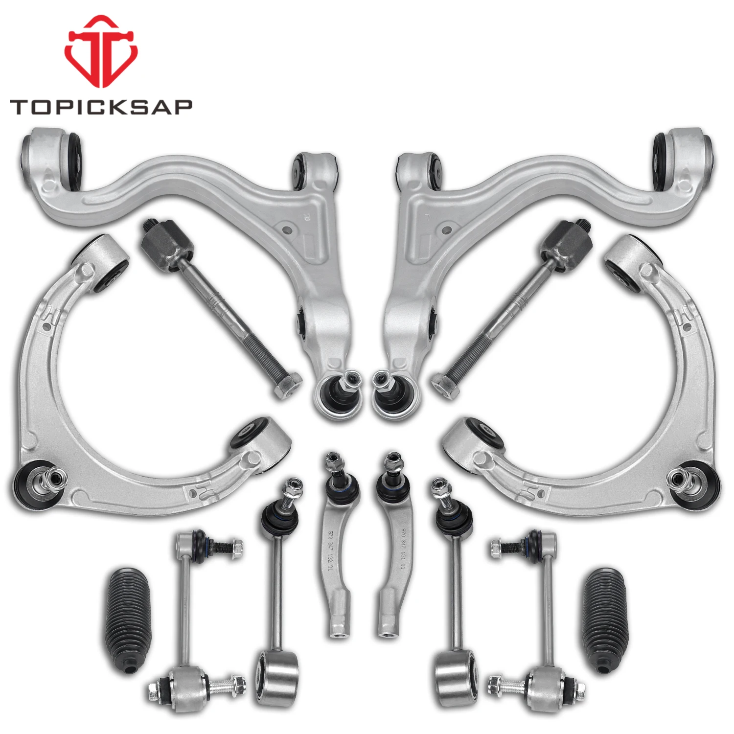 TOPICKSAP 14Pcs Front Upper Lower Control Arm Ball Joint Assembly Kit 97034105304 97034105404 for Porsche Panamera 2014-2016