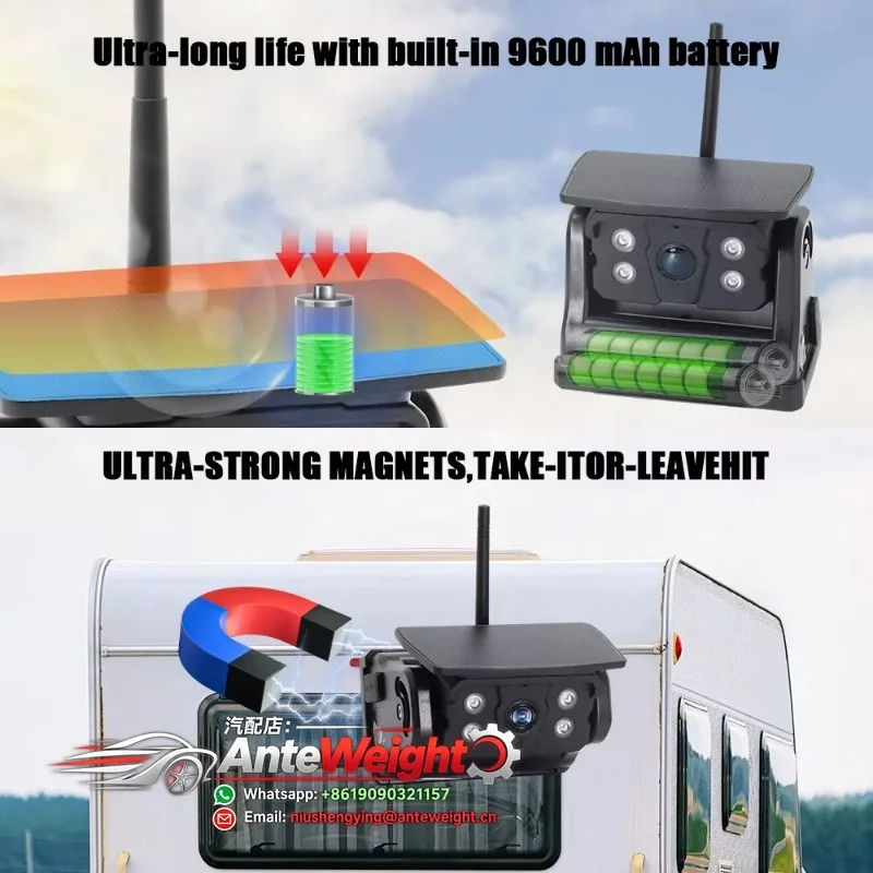 Wireless Magnetic Solar Reverse 360 Car System RV Truck Safety Driving Blind Spot Monitoring  Monitor Screen view 5