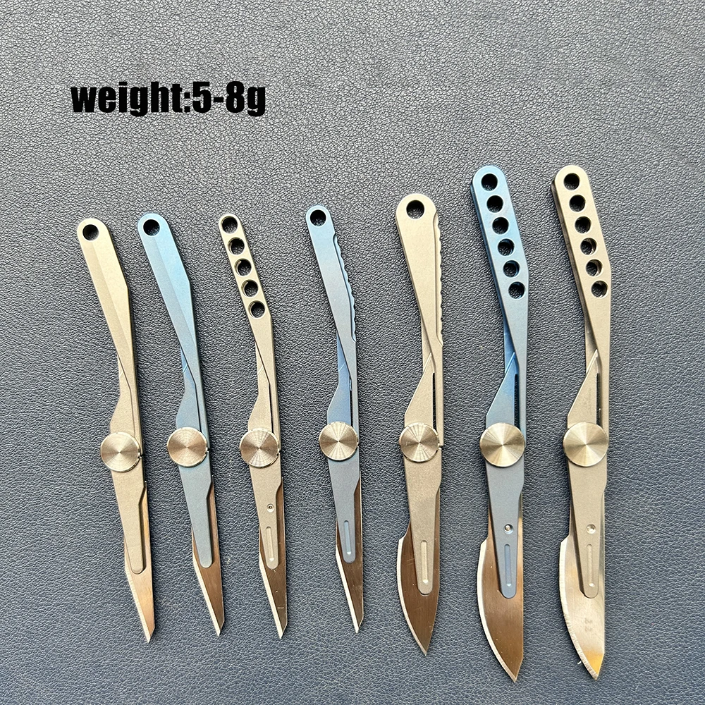 Titanium Alloy Scalpel MINI Pocket Folding Knife Portable EDC Self-defense Survival Cutting Tool No24/23/11 Surgical Blade Key