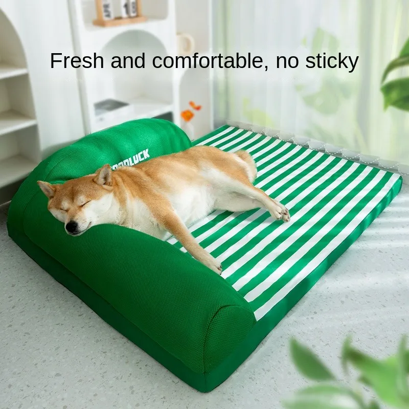

Spring and Summer Dog Four Seasons Universal Striped Backrest Sofa Kennel Small and Medium Sized Dog Cat Nest Pet Mattress