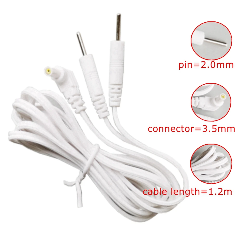 Electrode pad lead wires cable for body therapeutic apparatus low medium frequency electrotherapy,L=1.2M pin=2mm connector=3.5mm