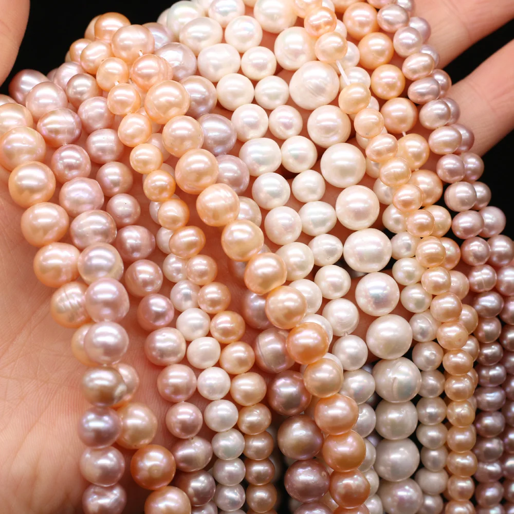 AA White pink purple Round Beads Natural Freshwater Pearls Beads for Jewelry Making Supplies DIY Women Necklace Charms Bracelet