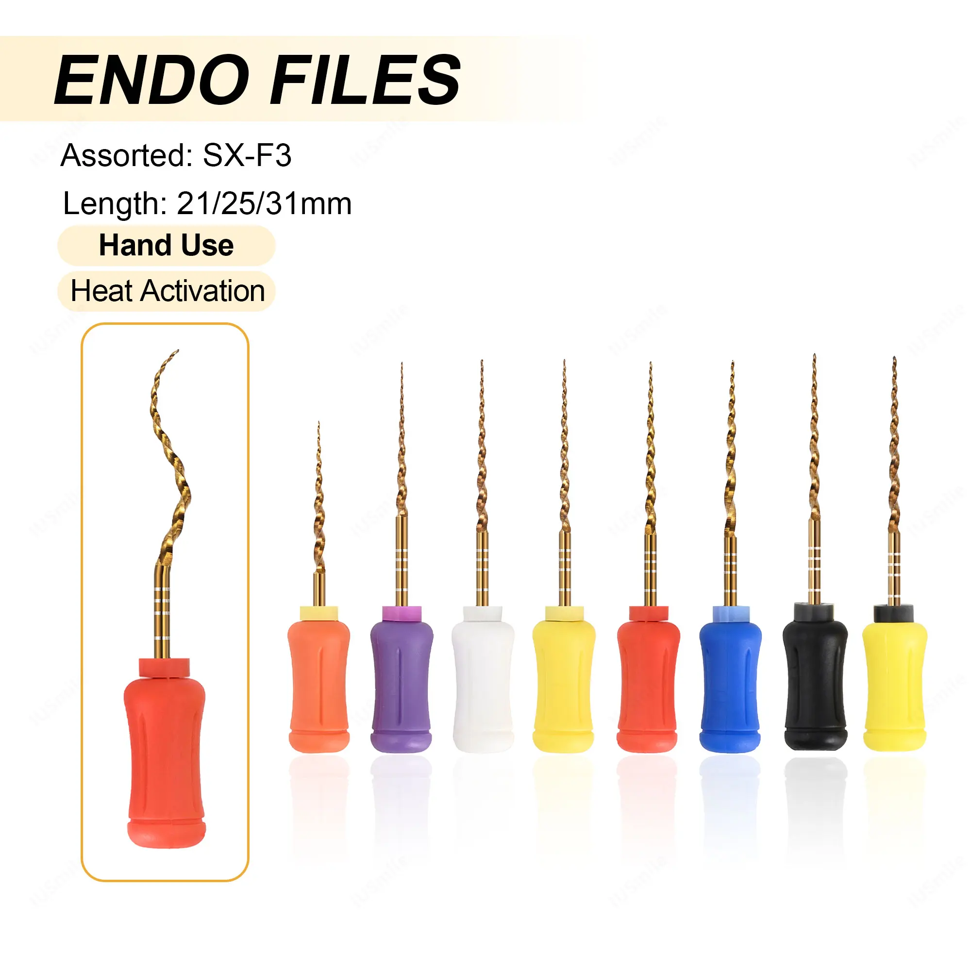 

Золотые гибкие эндофайлы для ручного использования, активируемые теплом, для лечения корневых каналов, инструменты для стоматологов.