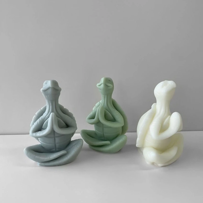 Molde para manualidades silicona con forma tortuga meditación, Material silicona para velas DIY, envío directo