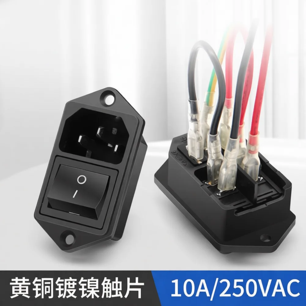 Three Pin Power Socket C14 Electrical Connector With LED Light Panel Mount Plug For Computer Case Power Supply Part