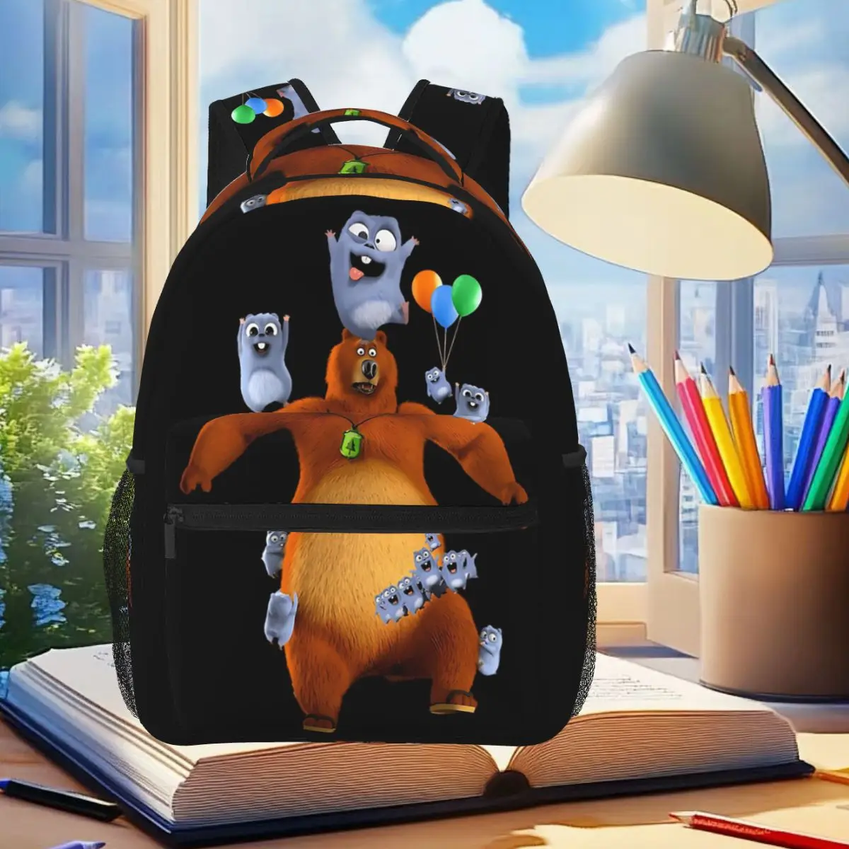 

Grizzy And Lemmings Backpack Student Boys Girls BookBag Children School Bag Computer Shoulder Bags for Men Women