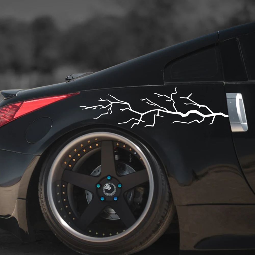 2pcs/set Speed Racing Style Creative Lightning Car Stickers Waterproof DIY Scooter Fuel Tank Side Body Vinyl Decals 62x16cm