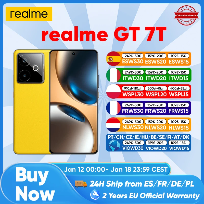 realme GT 7T Smartphone 5G 2025 nouveau Mediatek 8400-Max 7000Mah Titan batterie 120W Ultra Charge 6.8 ''120Hz affichage Version mondiale