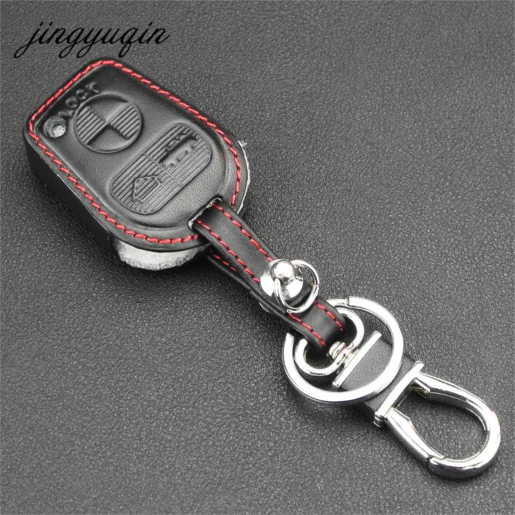 jingyuqin 3 Button Car Key Remote Key Leather Case for BMW E31 E32 E34 E36 E38 E39 E46 Z3 Fob key Shell Cover Holder