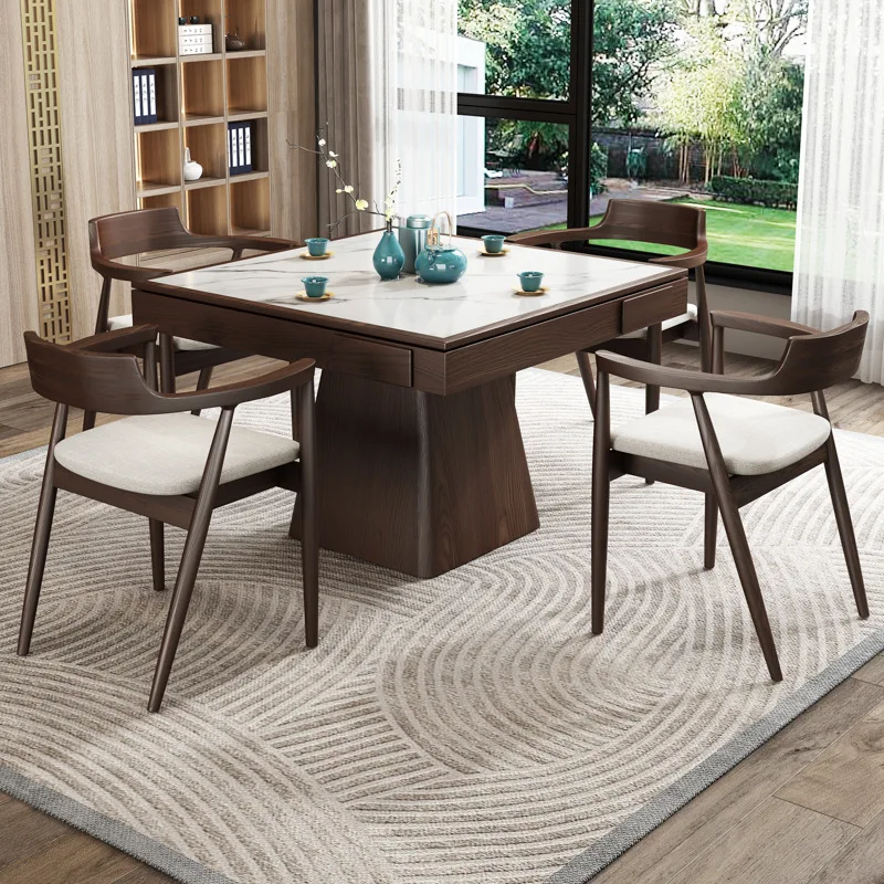 طاولة خاصة من الخشب الصلب بثمانية خالدة، طاولة طعام مربعة الشكل، لوح صخري صيني جديد، شطرنج Te and Chai #5