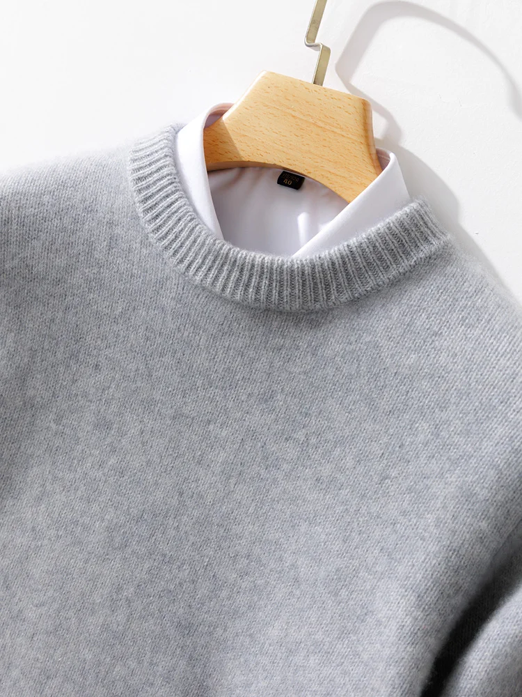 Autunno inverno maglione di Cashmere da uomo o-collo Pullover a maniche lunghe 100% lana Merino maglieria Basic Soft Warm Jumper Casual top