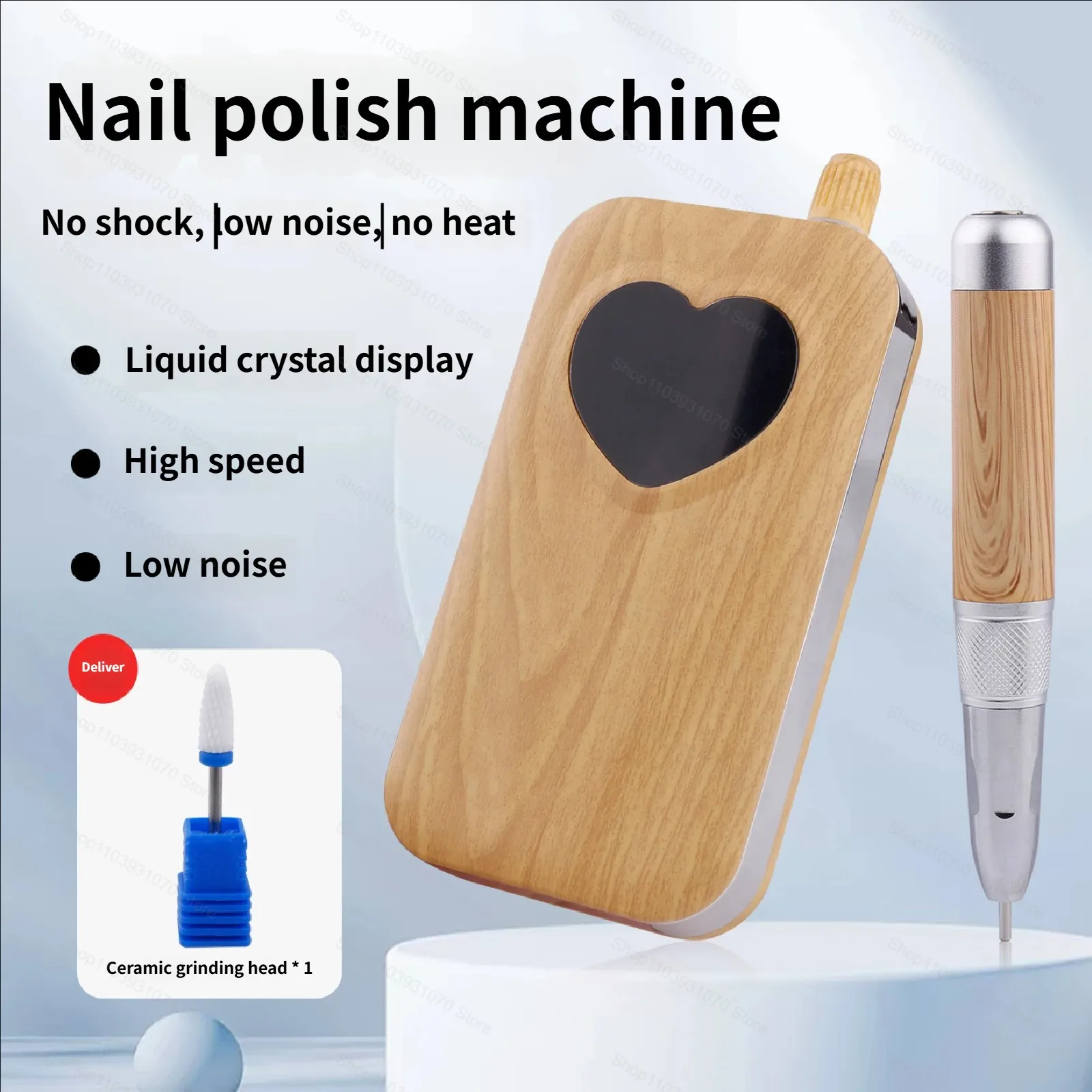 Kit profesional de taladro de uñas de 45000RPM con diseño de tono de madera, lima de uñas eléctrica recargable para salón, herramientas de manicura para el hogar