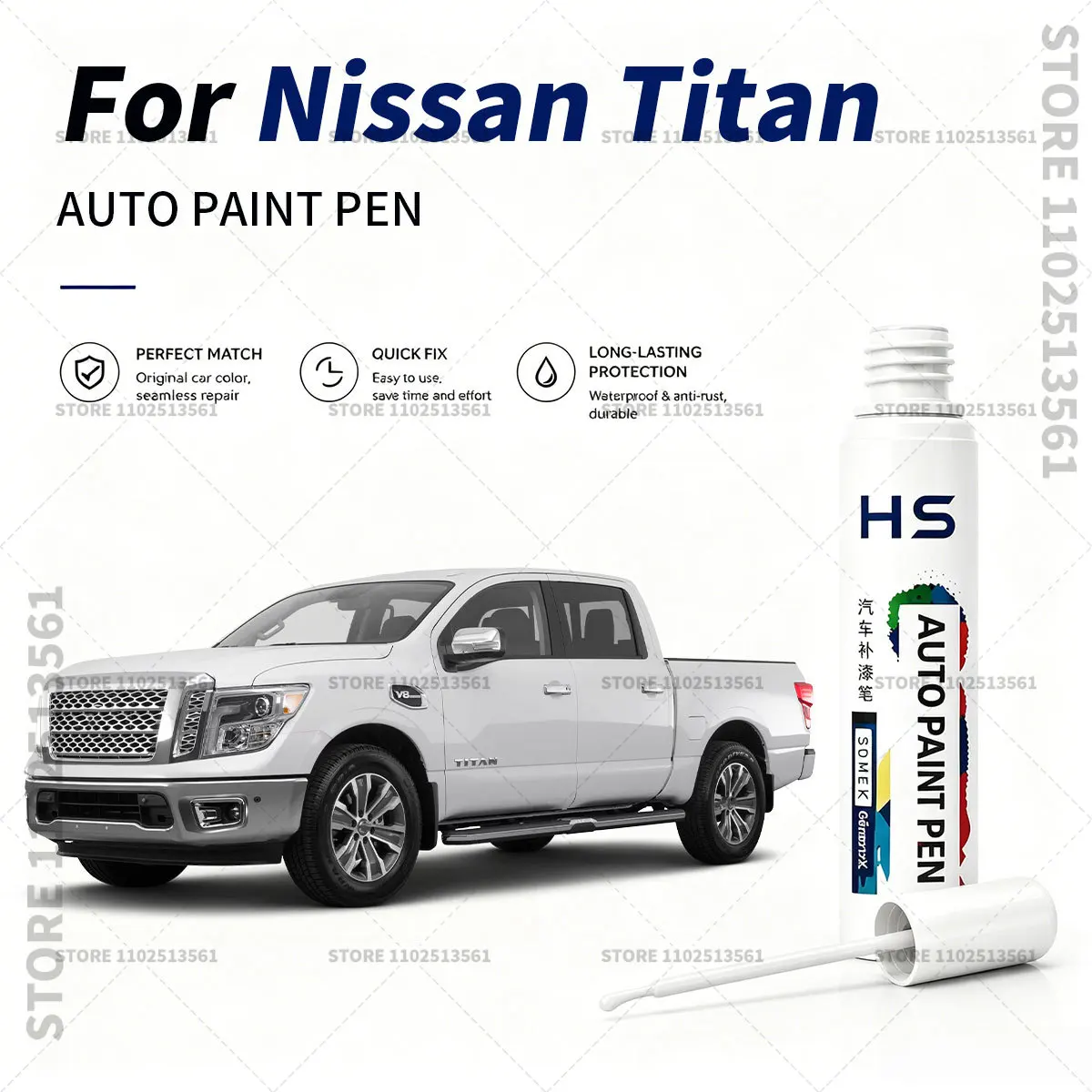 Car Touch Up Paint Pen Deep Scratch Repair Auto Paint Brush For Nissan Titan Brilliant Silver Pearl White Red Alert Super Black