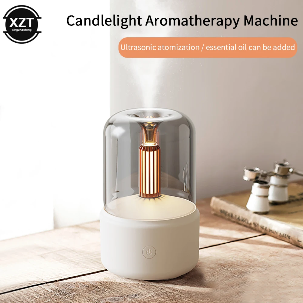 USB Desktop Humidifier Mini Ambient Light Aromatherapy Diffuser Home Bedroom Bedside Aromatherapy Humidifier Candle Light