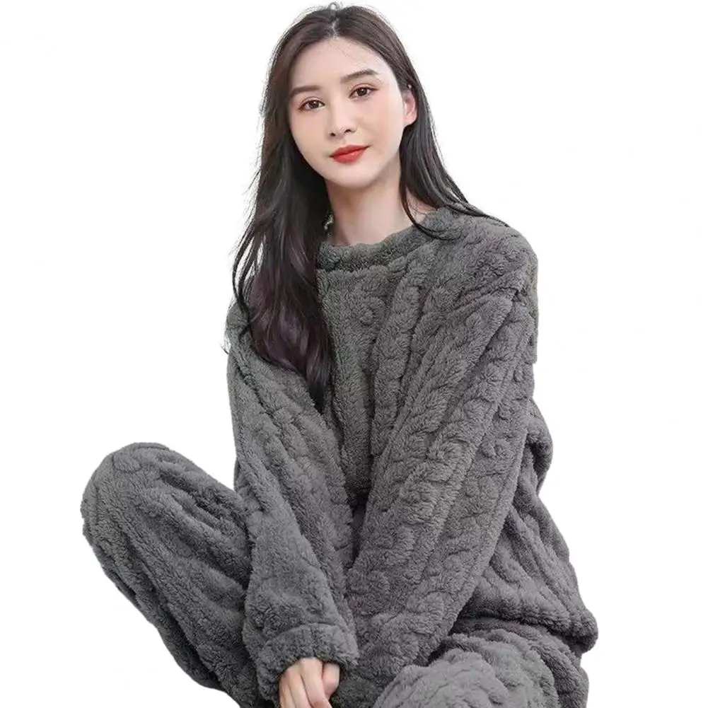 Fleece Lounge wear Set Frauen Plüsch Lounge wear Set gemütliche Twist Textur Fleece Pyjama Set warme Lounge wear für Frauen im Herbst Winter