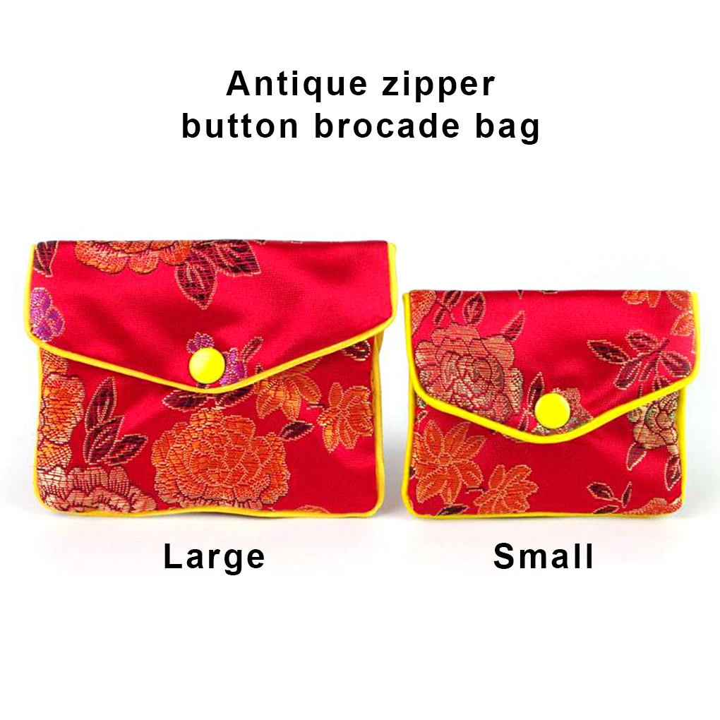 Jewelry Silk Purse Red Satin Pouch Trinket Bag Multi-purpose Coin Organizers Pocket Women Girls Christmas Gifts