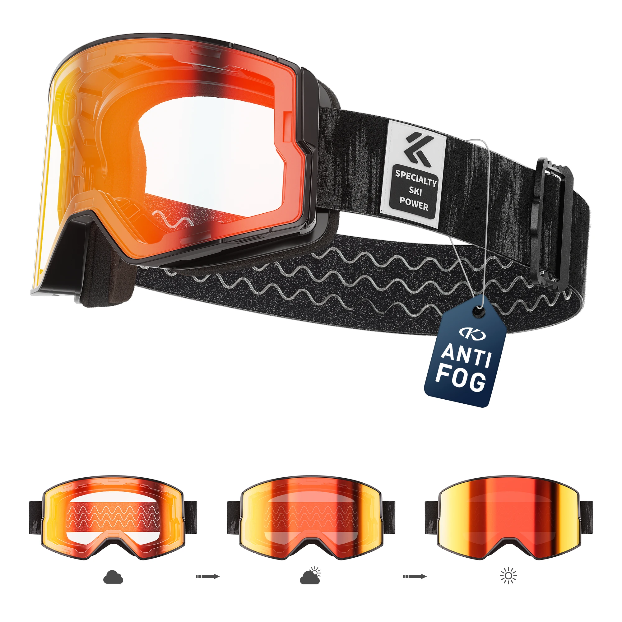KAPVOE gafas de esquí fotocromáticas para exteriores, deportes de nieve de invierno para gafas de nieve Unisex, gafas de Snowboard magnéticas antiniebla UV400, gafas calientes