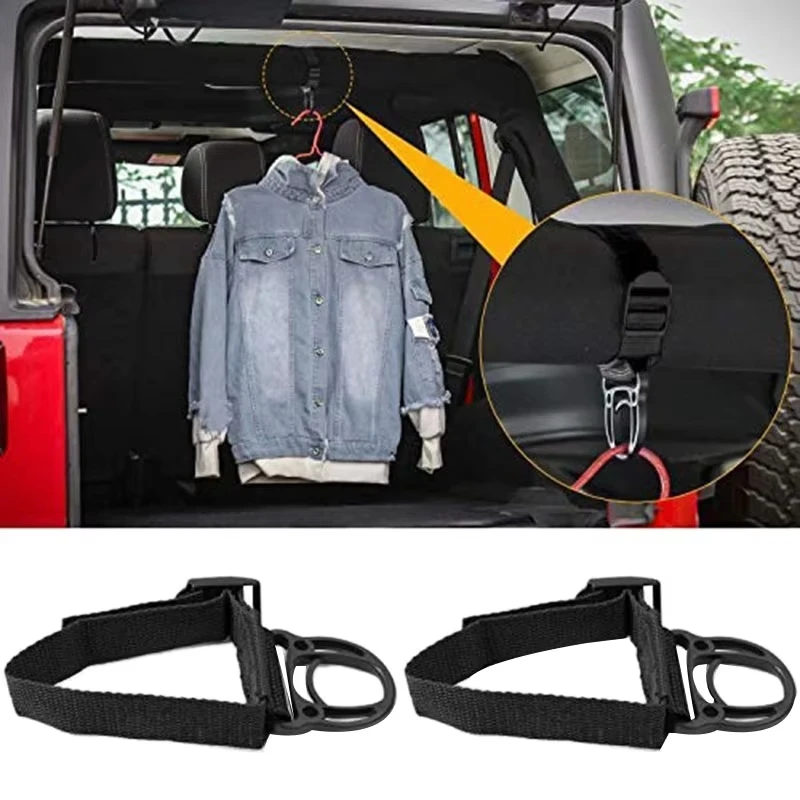 2 uds rollo de barra percha gancho para ropa para Jeep Wrangler CJ YJ TJ LJ JK JKU JL JLU JT Sports Sahara libre Rubicon e ilimitado