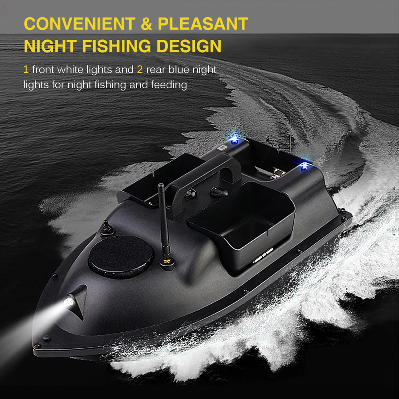 Image of NEUES Fischfutterboot mit GPS, Angelköderboot mit 3 Köderbehältern, Kabelloses Köderboot mit Automatischer Rückkehrfunktion