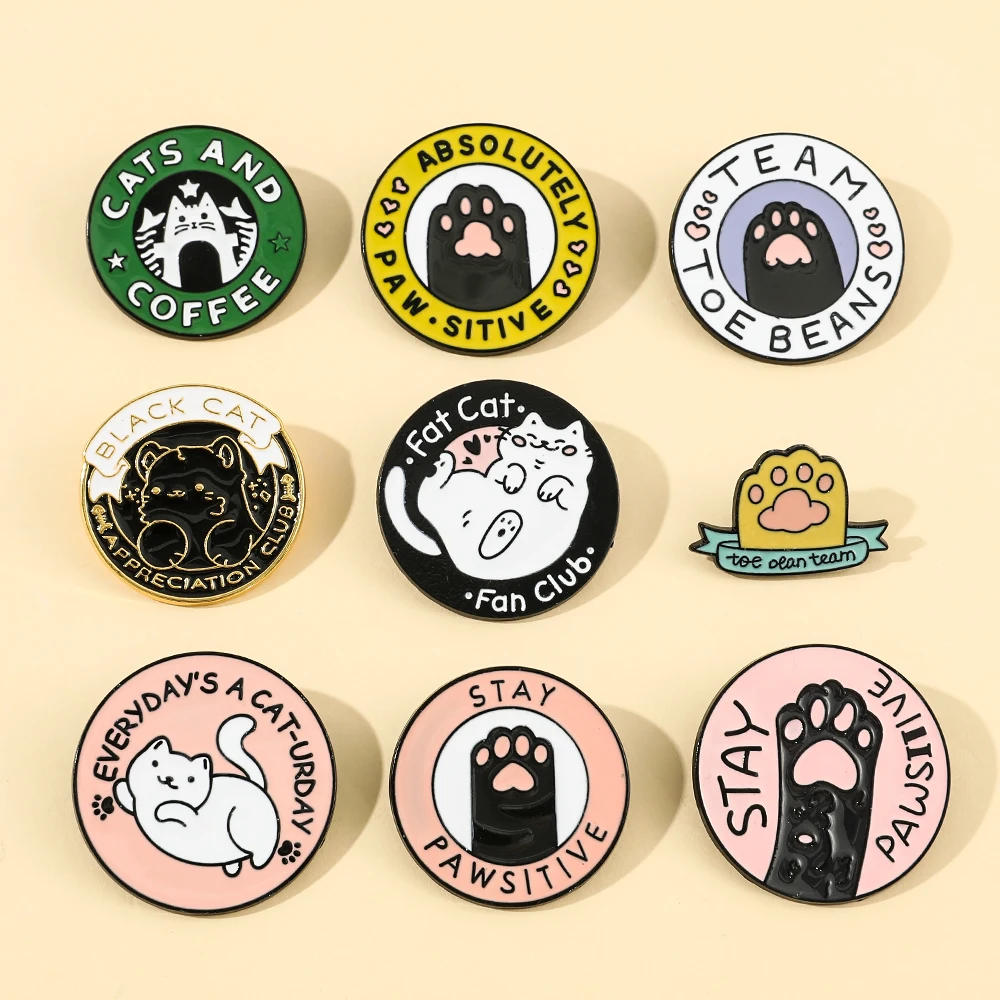 Cats Club Enamel Pin Cute Cat Brooch Badge Custom Kitten Brooches Lapel pin Jeans shirt Bag Cute Animal Jewelry Gifts