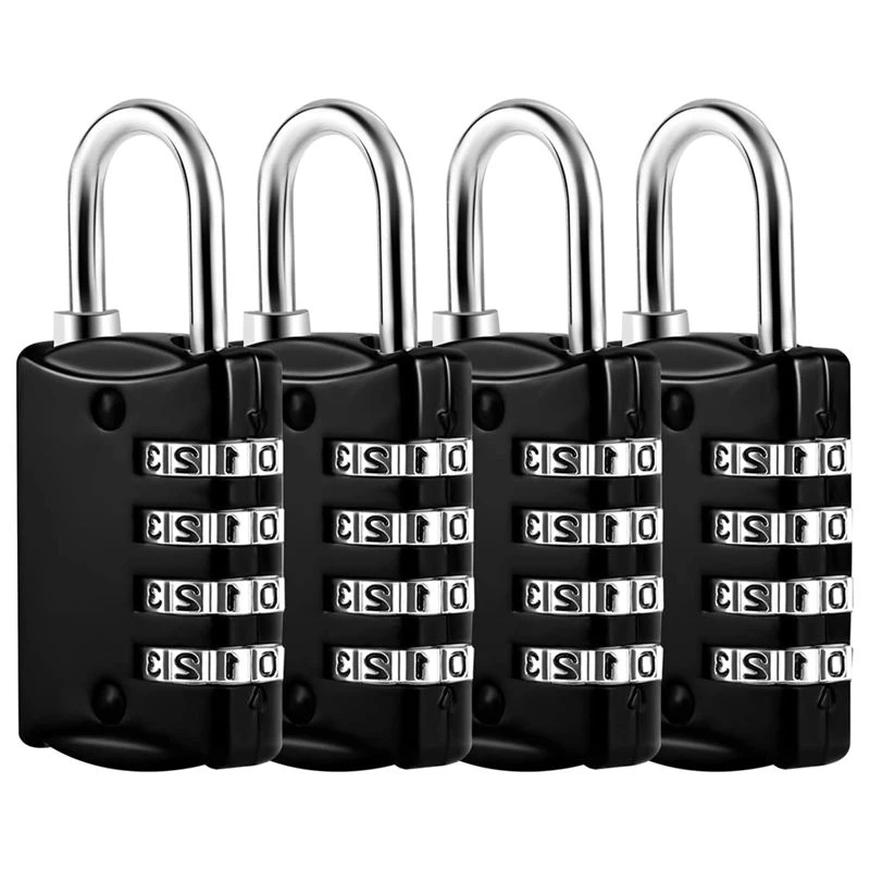 TEXU Combination Locks, 4 Digit Lock With Metal Code Lock, Weatherproof, Suitcase Lock, Combination Lock For Locker,Gym Black