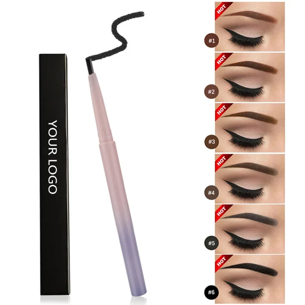 

Private Label Eyebrow Pen Gradient Pink Pen-holder Custom Bulk Rotating Double-headed Triangle Natural Anti-smudge Brow Makeup