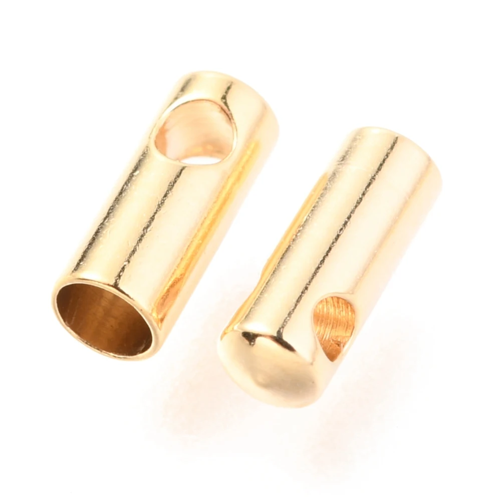 20Pcs Stainless Steel Cord Ends Stainless Steel Cord Ends End Caps Golden Terminators Buckle Clasps for Multi-Strand Bracelet