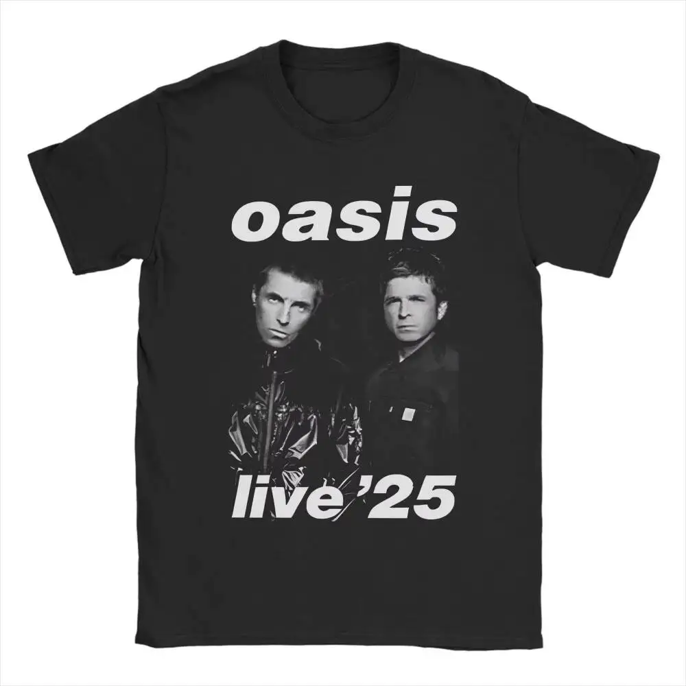 

O-Oasis Live 25 Tour Rock Band Print T-Shirt Men Women 2025 Concert Vintage Cotton Tee O Neck Short Sleeve T Shirts 3XL Clothes
