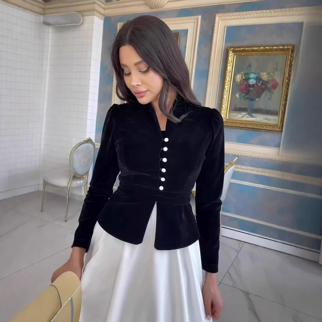 

2026 Autumn French-style Cardigan, Short Coat, Single-breasted Skirt Long Dress Robe Abaya Ramadan Dubai Luxury Islam Elegant