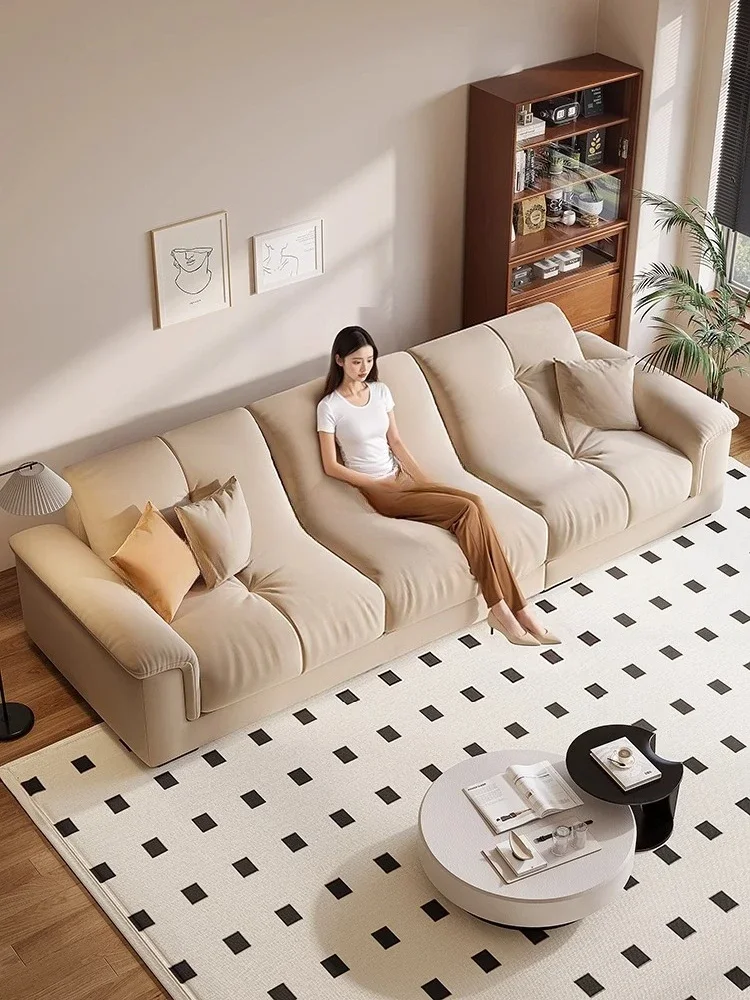 Cream style new home living room small apartment modern simple Internet celebrity straight sofa