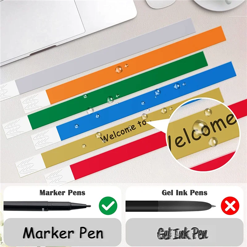 1200 PCS Neon Colored Wristbands For Events, Synthetic Paper Waterproof Lightweight Activity Identification Wristbands