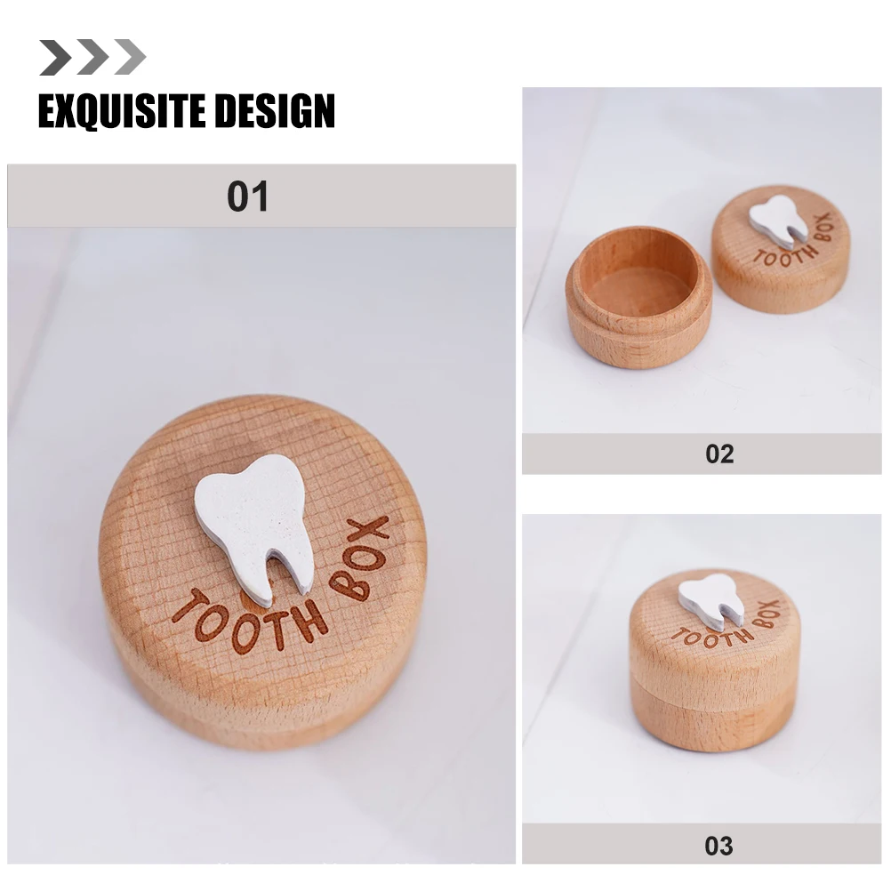

Teeth Storage Box Wooden Milk Tooth Keepsake ganizer Cartoon Container Fetal Hair Saver Long Term