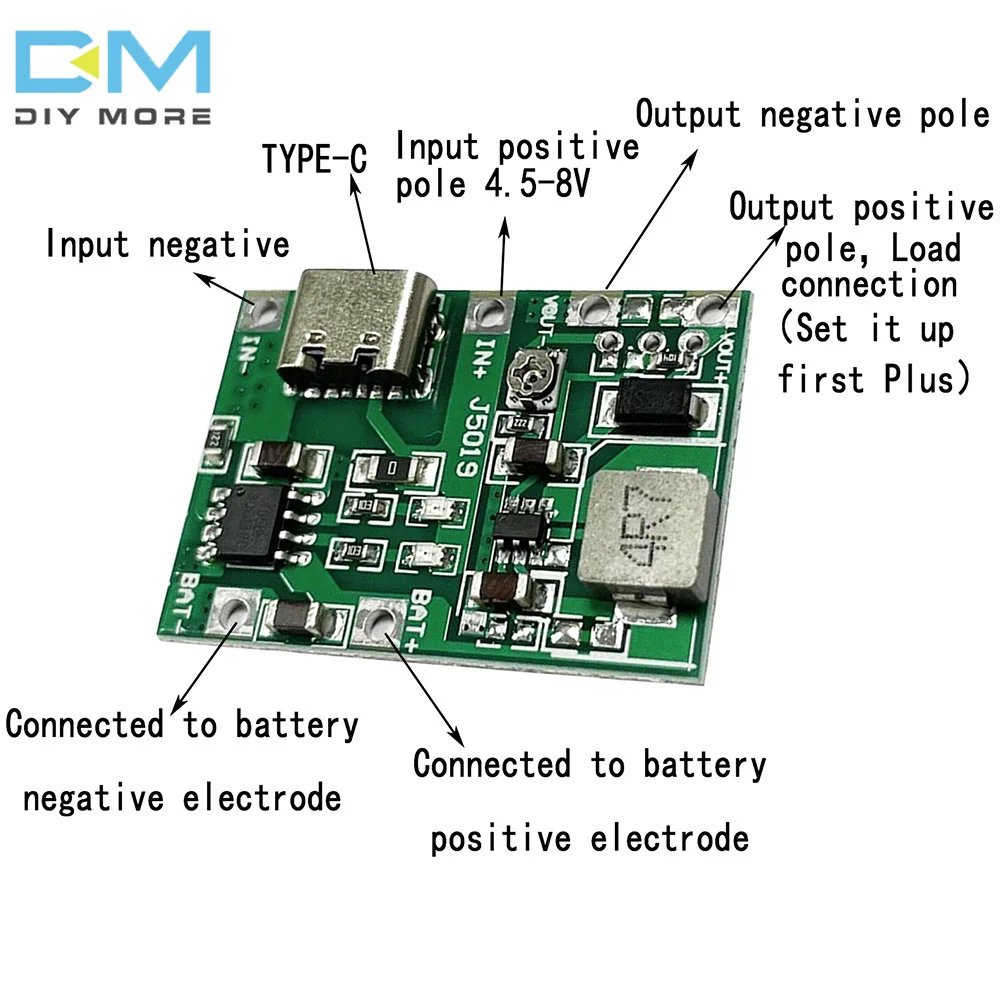 3.7V to 9V 5V 2A Charge Discharge Integrated Step Up Module Adjustable 18650 Lithium Battery Charge Discharge Integrated Module